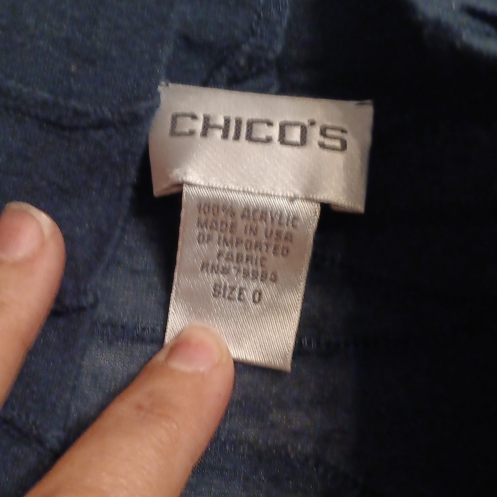 Chico's Deep Blue Knit Cardigan Size 0 - Picture 5 of 9